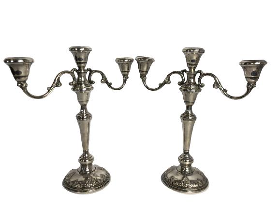 PAIR OF WEIGHTED ROSEPOINT BY WALLACE CANDLELABRAS (1 of 4)