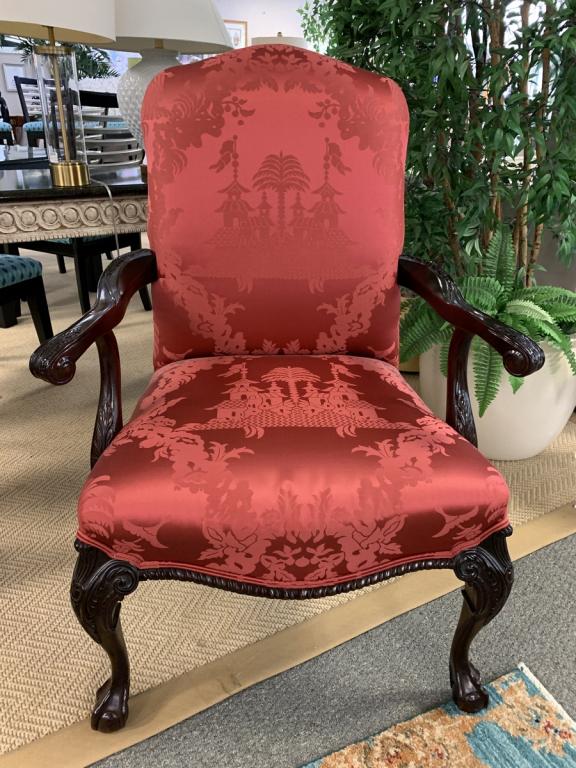 CENTURY CHINOISERIE RED WOOD ARMCHAIR 41" (1 of 10)