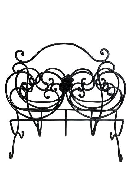 REGENCY STYLE WROUGHT IRON MAGAZINE HOLDER 20": VINTAGE REGENCY STYLE BLACK WROUGHT IRON MAGAZINE HOLDER | TRADITIONAL MODERN HOME DECOR LIVING ROOM HOME OFFICE LIBRARY STUDY HOME DECOR ACCESORIES -20" X 20" X 4.5" APPROX -VERY GOOD CONDITION -LOCA