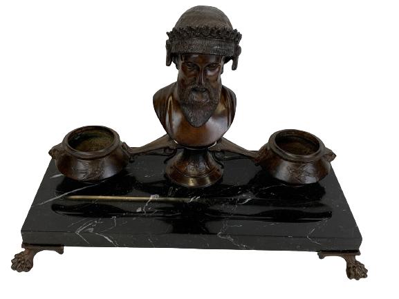 HIPPOLYTE HEIZLER BRONZE STATUE INKWELL 17" (1 of 13)