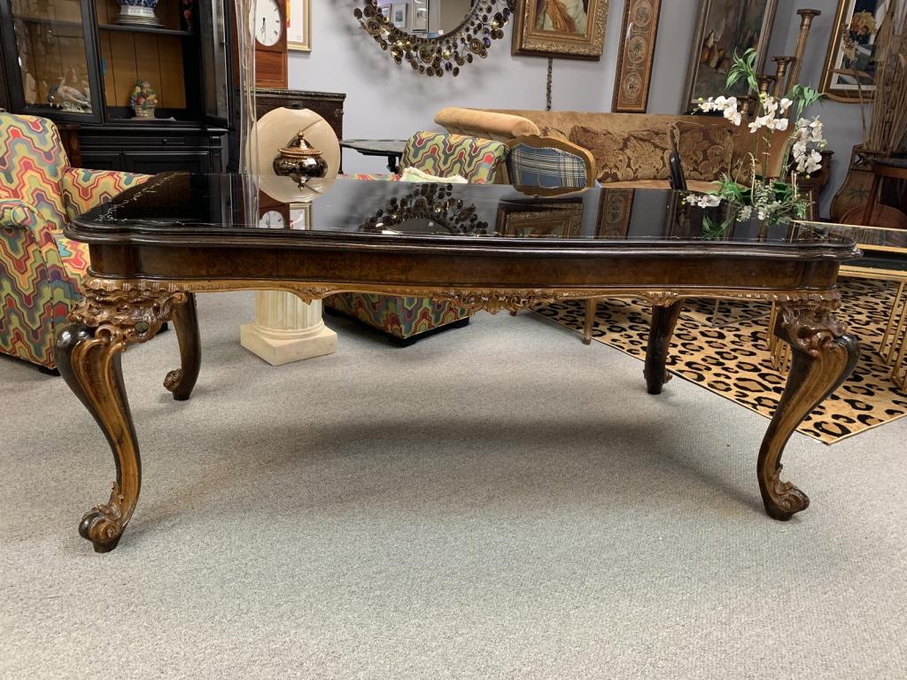 FRENCH ANTIQUE STYLE WOOD CARVED  TABLE 72" (1 of 8)