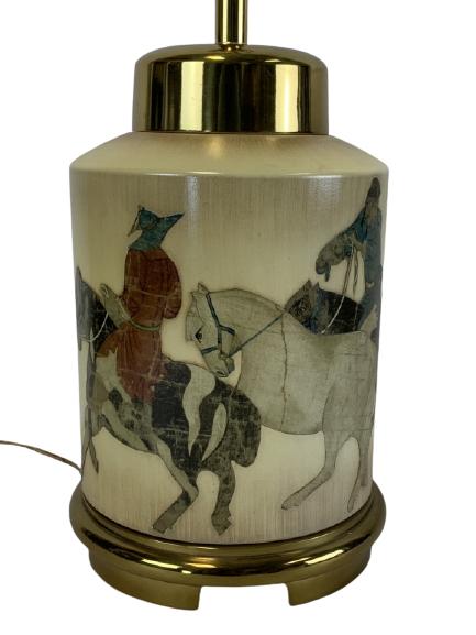 ASIAN CONTEMPORARY STYLE CERAMIC APPLIQUE LAMP 29" (1 of 4)