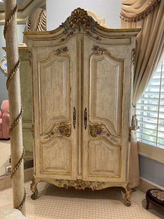 FRENCH ANTIQUE STYLE WOODEN ARMOIRE WARDROBE (1 of 4)