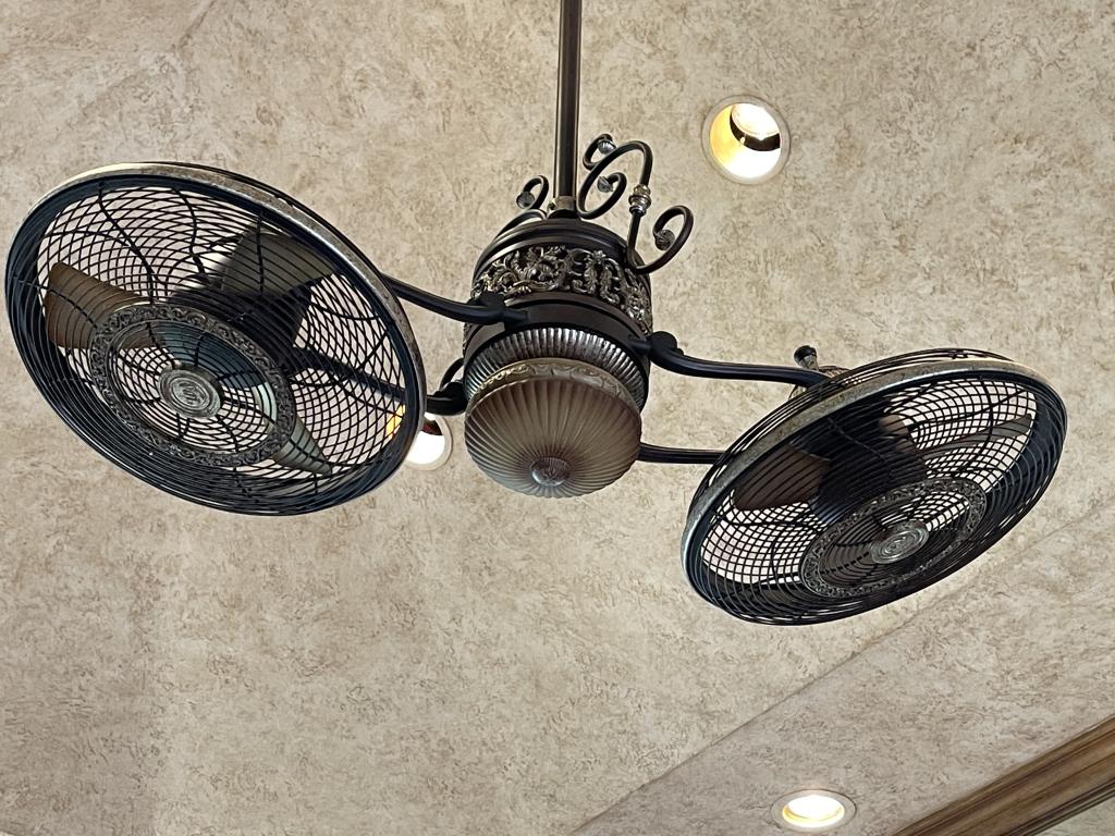 BLACK IRON DOUBLE FAN FIXTURE: BLACK IRON DOUBLE FAN FIXTURE * PREVIEW for serious pre-qualified buyers Saturday April 10th 12-4 by appointment ONLY. Appointments must be made at least 24 hours in advance and confirmed. ** Home is 