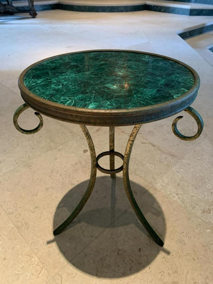 VTG GREEN LAPIS LAZULLI & BRONZE STYLE END TABLE (1 of 3)