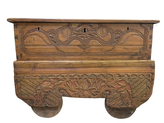ANTIQUE BALINESE WOOD HOPE CHEST STORAGE TRUNK 45" (1 of 11)