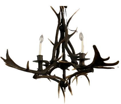 VINTAGE ANTLER 4 LIGHT CHANDELIER 42" (1 of 9)