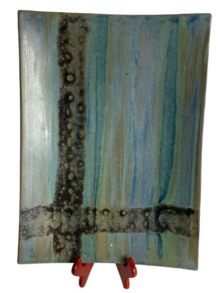 VTG L.E.C. CLAY "STRIPE" CHARGER CHOP PLATE 15" (1 of 2)