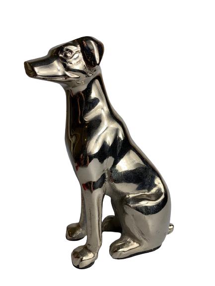 VINTAGE MODERN DESIGN SILVER DOG SCULPTURE 8" (1 of 4)
