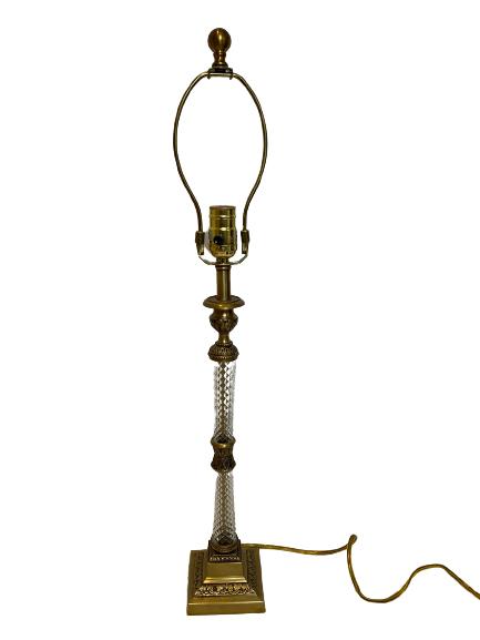 VTG REGENCY STYLE CRYSTAL GLASS & BRASS LAMP 28" (1 of 7)