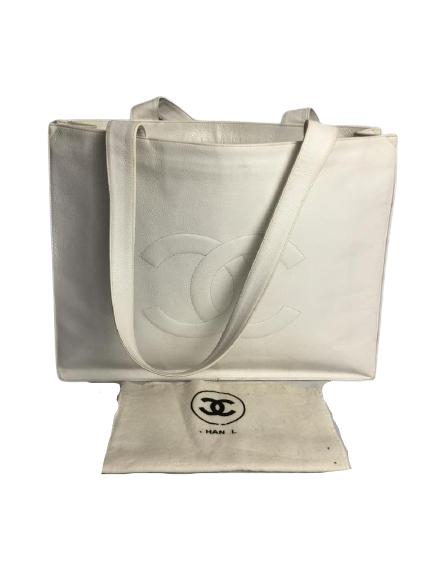 CHANEL SHOPPING TOTE WHITE CAVIAR LEATHER (1 of 10)