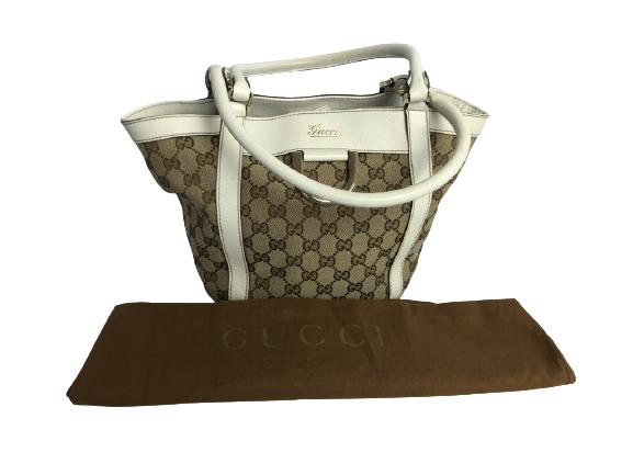 GUCCI MONOGRAMED D RING HANDBAG BEIGE/BROWN CANVAS (1 of 4)