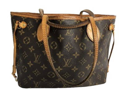 LOUIS VUITTON NEVERFUL BROWN CANVAS SHOULDER BAG: Luxury women's accessories, ladies handbags, luxe designer purses, high fashion accessory, fashion styles and trends- Brown Monogram Canvas Shoulder Bag w/Vachetta Strap and Golden Brass Hardware- 11.