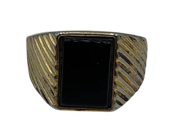 LAGERFELD / TIZIANI STERLING & ONYX RING SZ 12 (1 of 4)