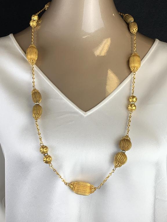 LAGERFELD / TIZIANI  GOLD FILIGRE BEAD NECKLACE (1 of 8)