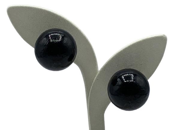 LAGERFELD / TIZIANI BLACK MID MOD EARRINGS .5" (1 of 2)