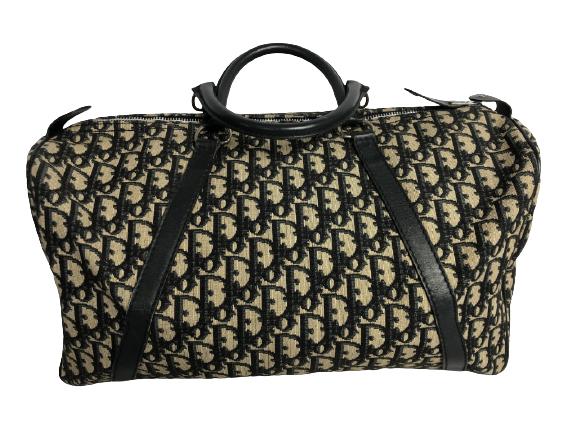 VINTAGE DIOR NAVY/BEIGE BOSTON HANDBAG (1 of 6)