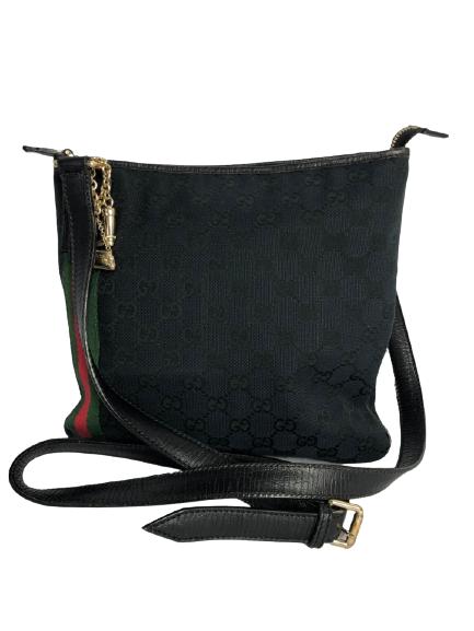GUCCI BLACK WEB JOLICOEUR CHARMS MESSENGER BAG (1 of 8)