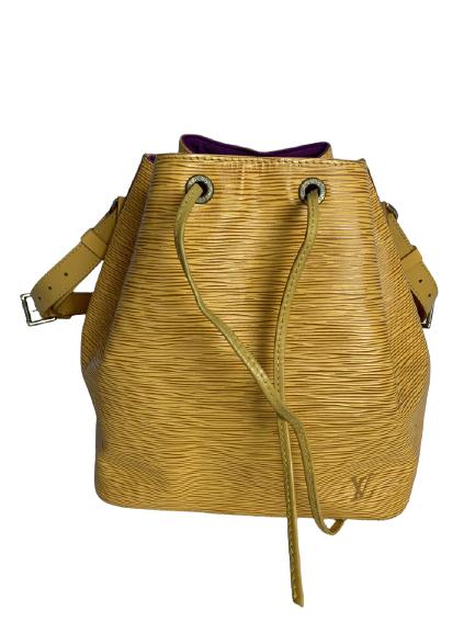 LOUIS VUITTON YELLO EPI LEATHER NOE SHOULDER BAG: Shoulder BagLouis VuittonNoe-Yellow Epi Calfskin Leather-Golden Brass Hardware-24cm x 26cm x 18cm-AAP7547Luxury women's accessories, ladies handbags, luxe designer purses, high fashion accessory, fash
