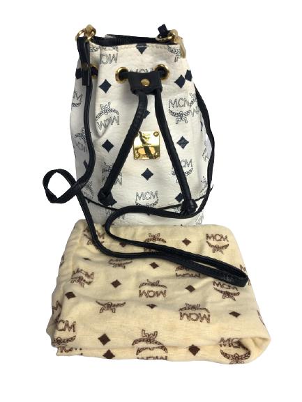 MCM BERLIN WHITE/NAVY CANVAS  DRAWSTRING BAG (1 of 4)