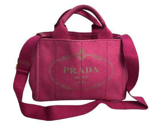 PRADA PINK STAMPATA CANVAS CANAPA TOTEBAG (1 of 4)