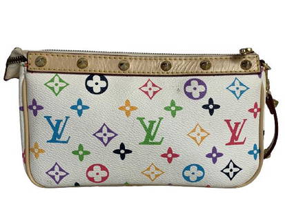 RARE Louis Vuitton FRANCE Whte Multicolor Milla MM Clutch Mini