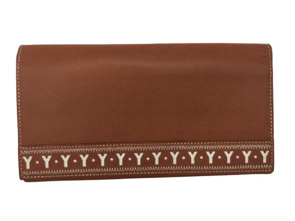 YVES SAINT LAURENT ORANGE LONG  FRENCH WALLET (1 of 4)
