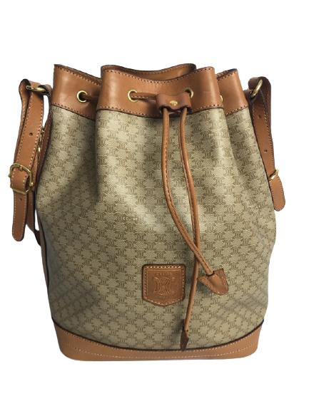 CELINE BEIGE BROWN DRAWSTRING BUCKET TOTE (1 of 3)