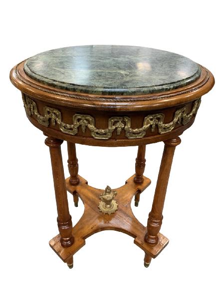 VTG DECO STYLE GREEN MARBLE TOP SIDE TABLE (1 of 7)