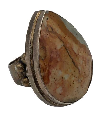 VINTAGE STERLING & AGATE CHUNKY RING SIZE 10.5 (1 of 4)