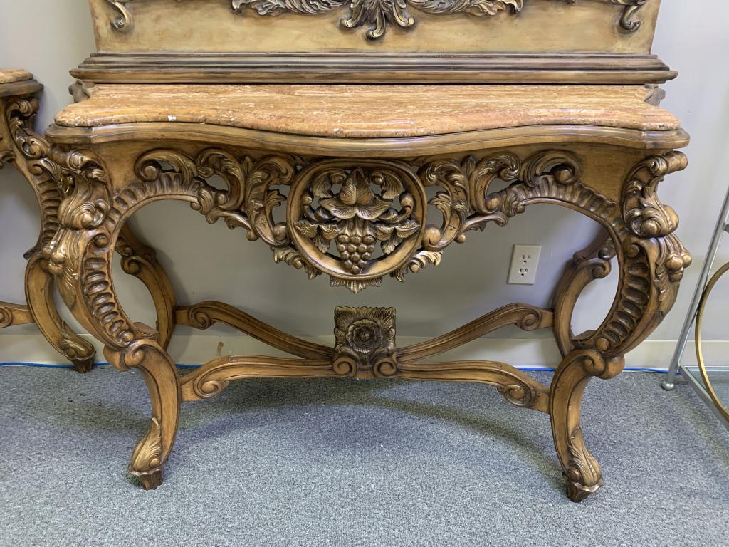 MAITLAND SMITH STYLE MARBLE TOP WOOD CONSOLE TABLE 41" (1 of 7)