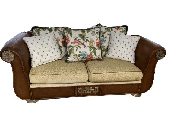 VTG THOMASVILLE COASTAL MODERN RATTAN SOFA 84" (1 of 10)