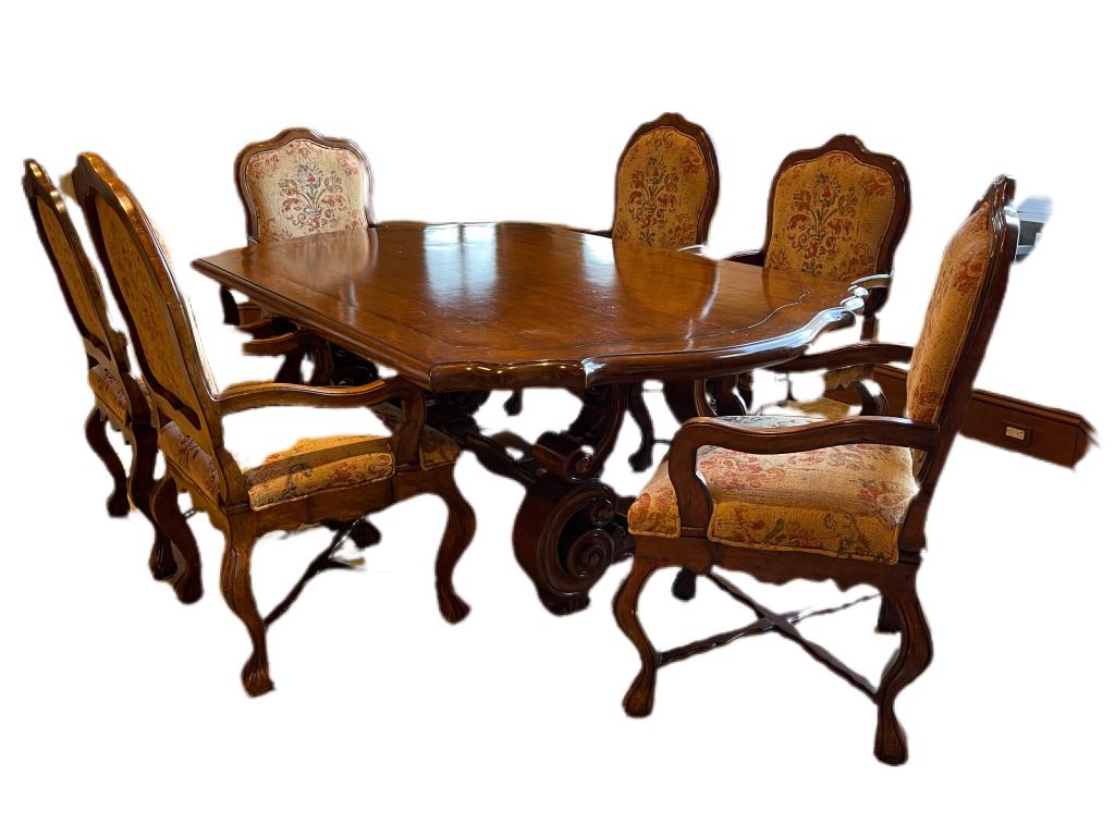 VTG BAROQUE STYLE DINING ROOM TABLE & 6 CHAIRS (1 of 5)