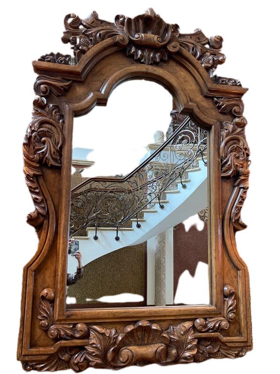 VINTAGE REGENCY STYLE CARVED HARDWOOD MIRROR (1 of 3)