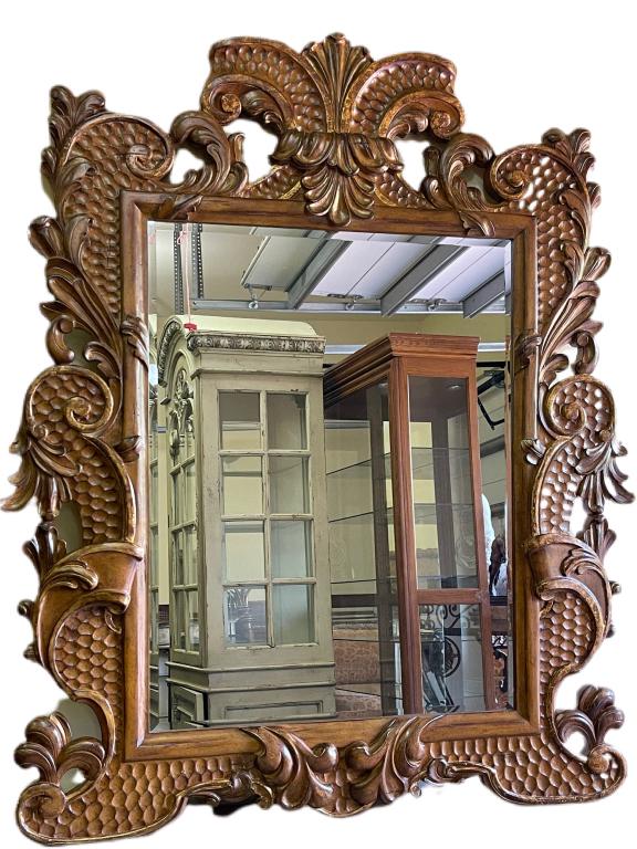 VINTAGE REGENCY STYLE HAND CARVED WOOD MIRROR (1 of 1)