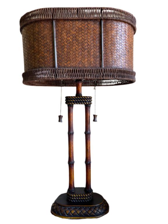 MAITLAND SMITH STYLE ISLAND RATTAN  LAMP (1 of 4)