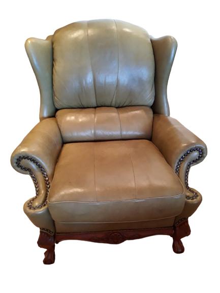 ELEGANT GREEN HIGHBACK LEATHER RECLINER (1 of 7)