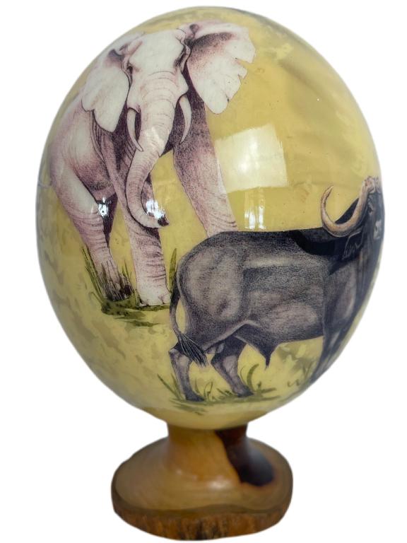 "BIG FIVE" BY SHRRY ROWE DECOUPAGE OSTRICH EGG (1 of 4)