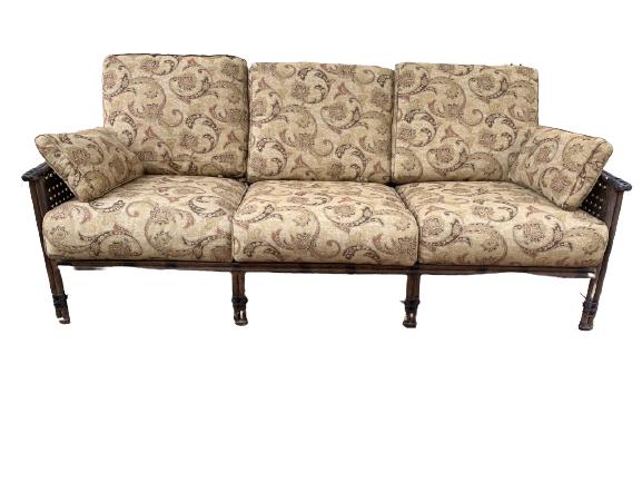 CASTELLE ALUMINIUM LUXURY OUTDOOR SOFA 81": CASTELLE ALUMINIUM LUXURY OUTDOOR FURNITURE SOFA LOVESEAT | OUTDOOR LIVING GARDEN PATIO OUTSIDE SOFAS -33" X 81" X 30" APPROX-VERY GOOD CONDITION CONSISTENT WITH AGE AND OUTDOOR USE, WEAR TO FINISH, M