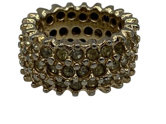 VINTAGE 18 K GE COCKTAIL RING 10 G SIZE 7: VINTAGE 18 K GE COCKTAIL RING WITH JEWELS SIZE 7 | LUXURY WOMENS JEWELS JEWELRY RINGS -1O GRAMS -VERY GOOD VINTAGE CONDITION CONSISTENT WITH AGE, TARNISH, MISSING JEWELS