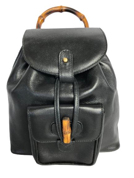 GUCCI BLACK LEATHER BAMBOO PM BACKPACK (1 of 11)