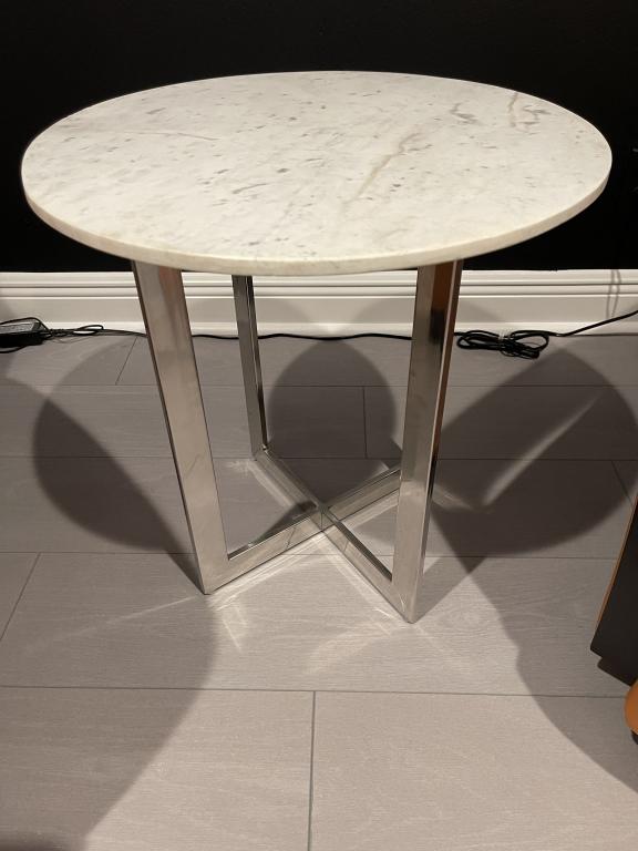 MID MOD STYLE MARBLE TOP ROUND TABLE (1 of 2)