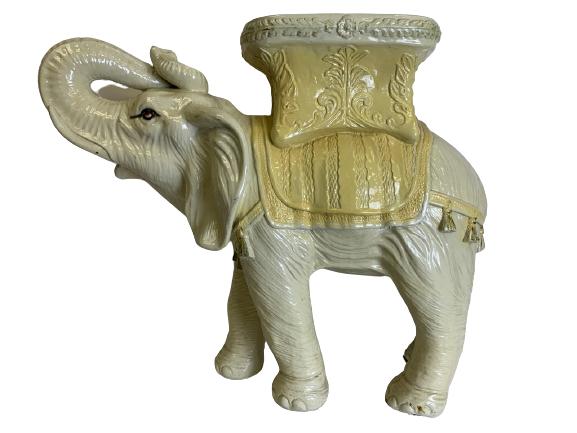 VTG 1960'S REGENCY STYLE ELEPHANT GARDEN STOOL 25": VTG 1960'S COMPOSITE ELEPHANT GARDEN STOOL | MID CENTURY MODERN TRADITIONAL MODERN COASTAL MODERN FLORIDA REGENCY HOLLYWOOD REGENCY OUTDOOR LIVING TREND INDOOR OUTDOOR PATIO DECOR HOME AND GARDENS -21