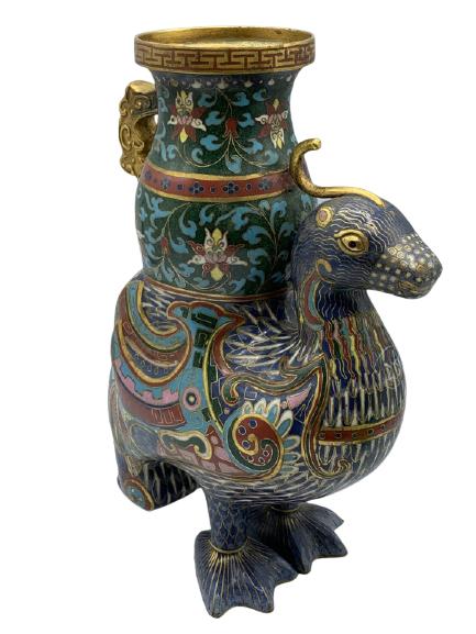 QING DYNASTY STYLE CLOISONNE PHOENIX URN 9.5" (1 of 7)