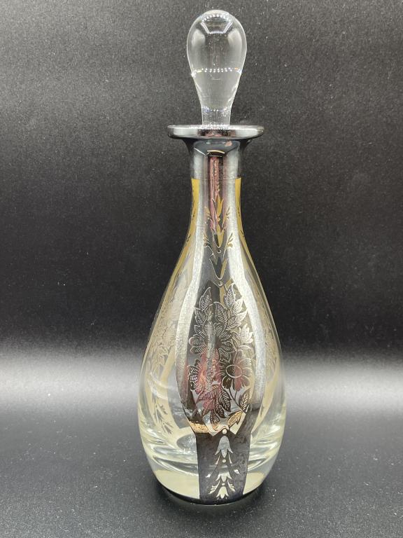 STERLING SILVER OVERLAY CRYSTAL DECANTER (1 of 4)
