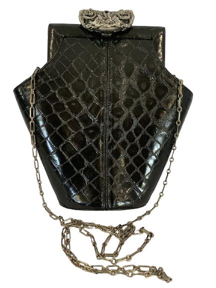 GLENN MILLER FOR ANN TURK BLACK LEATHER HANDBAG (1 of 5)