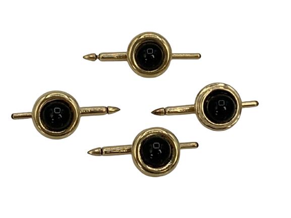 BLACK ONYX AND GOLD SHIRT STUDS SET OF 4 (1 of 2)