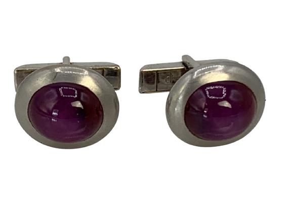 STAR RUBY & 14K WHITE GOLD CUFFLINKS (1 of 2)