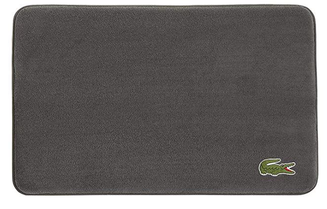 NEW! LACOSTE MEMORY FOAM CROCODILE BATH MAT RUG: LACOSTE MEMORY FOAM GREY CROCODILE BATH MAT RUG LUXURY BATHROOM ACCESSORIES 2 OF 2-19" X 30" APPROX-NEW IN PACKAGE-DP52421
