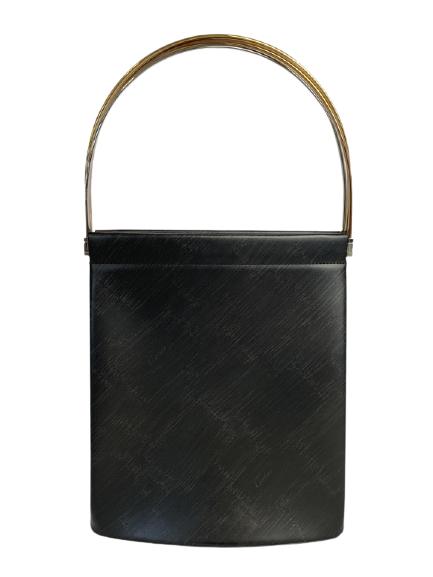VINTAGE CARTIER BLACK LEATHER TOP HANDLE BAG 9.75" (1 of 6)